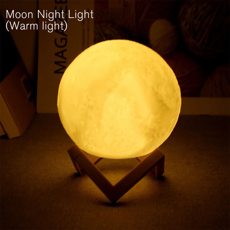 3D LED Moon Lamp – Cozy Night Light for Bedroom Decoration