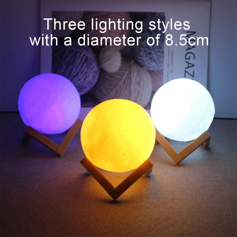 3D LED Moon Lamp – Cozy Night Light for Bedroom Decoration