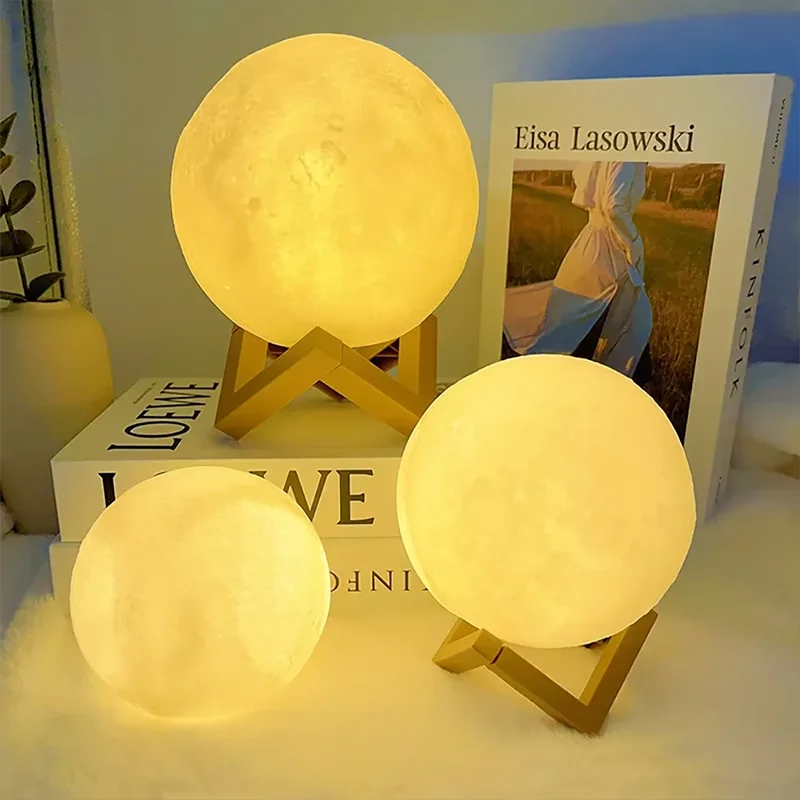 3D LED Moon Lamp – Cozy Night Light for Bedroom Decoration