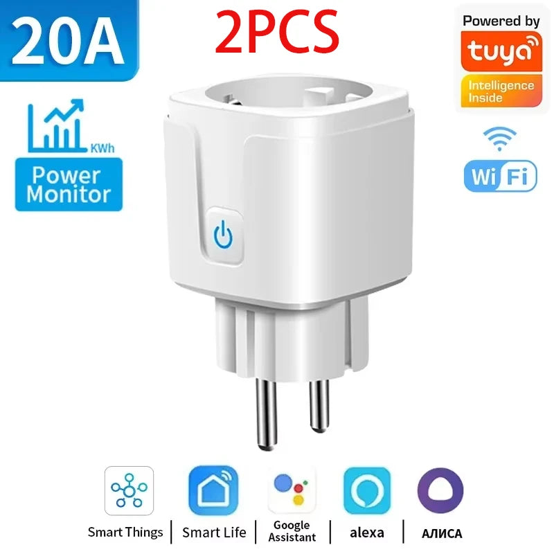 🔌✨ Smart WiFi Plug EU 20A – Power Monitoring, Timer & Voice Control (Alexa & Google Home)
