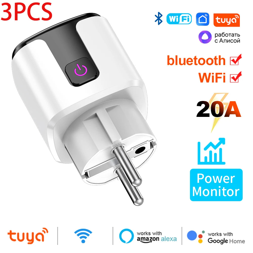 🔌✨ Smart WiFi Plug EU 20A – Power Monitoring, Timer & Voice Control (Alexa & Google Home)