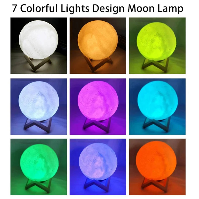 3D LED Moon Lamp – Cozy Night Light for Bedroom Decoration