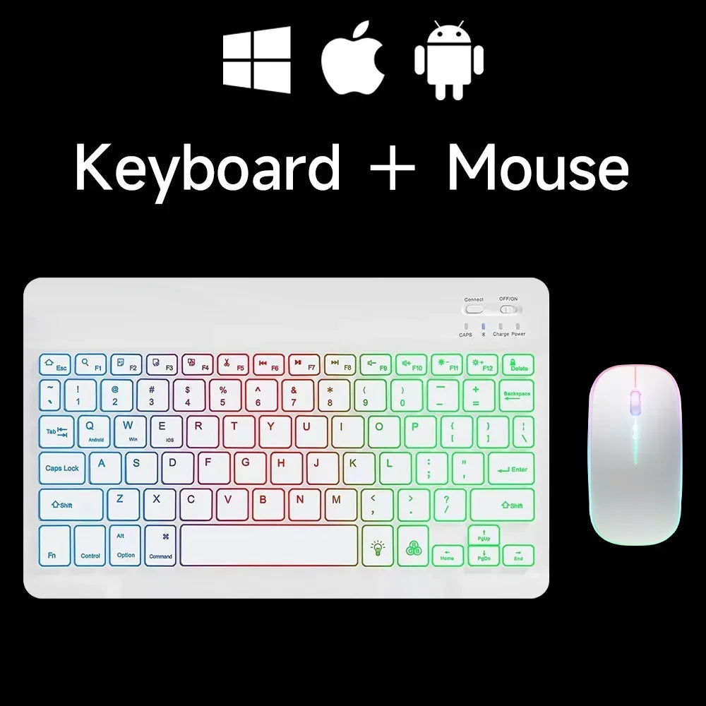 Mini RGB Backlit Bluetooth Keyboard & Wireless Mouse Set – Rechargeable, 10-Inch