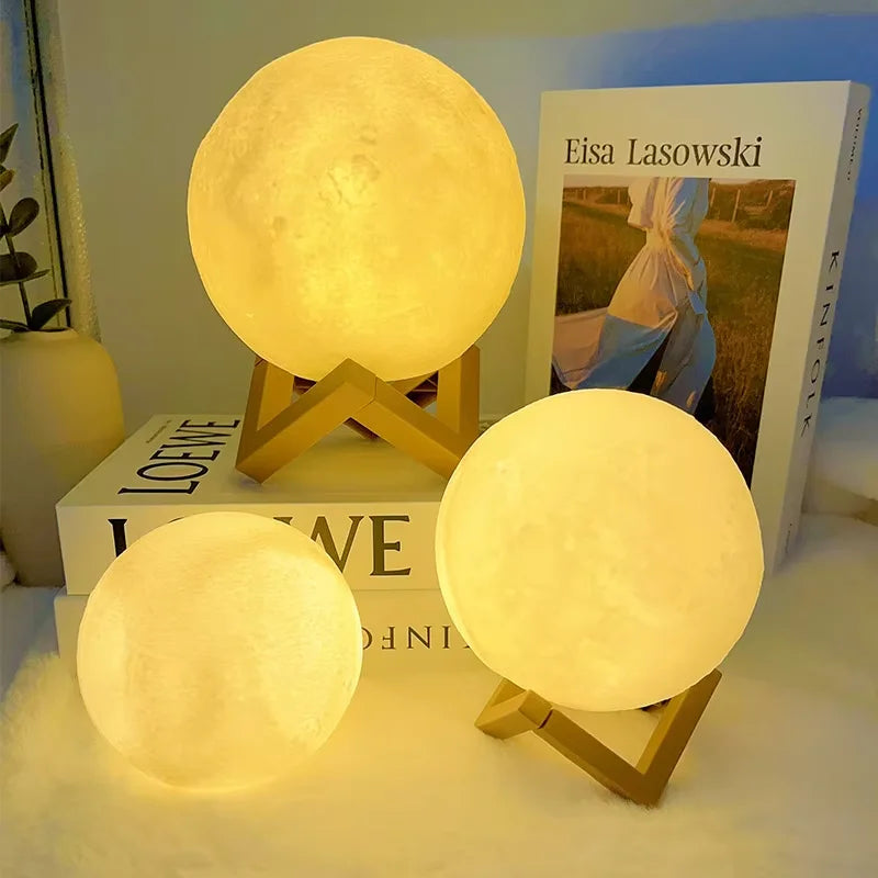 3D LED Moon Lamp – Cozy Night Light for Bedroom Decoration