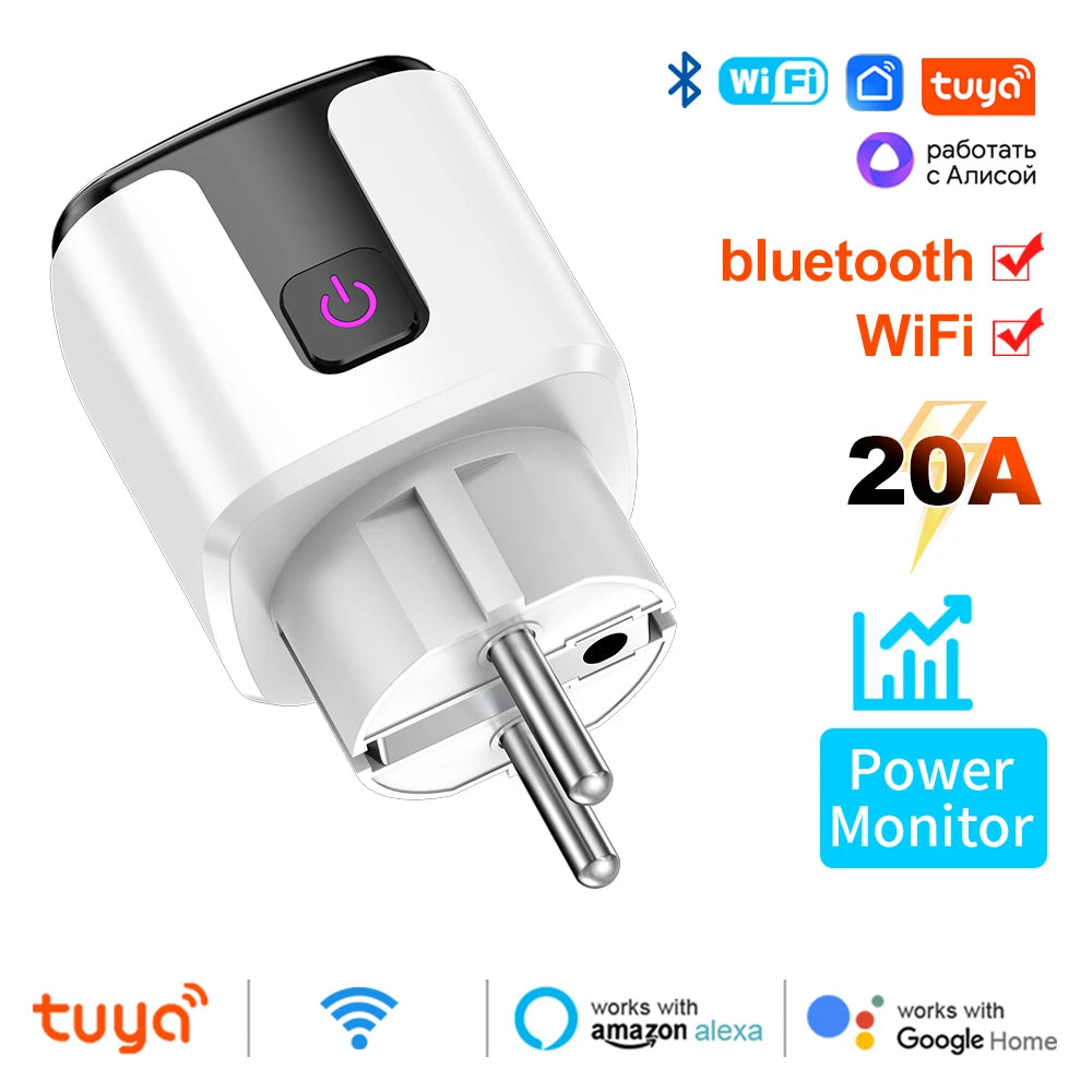 🔌✨ Smart WiFi Plug EU 20A – Power Monitoring, Timer & Voice Control (Alexa & Google Home)