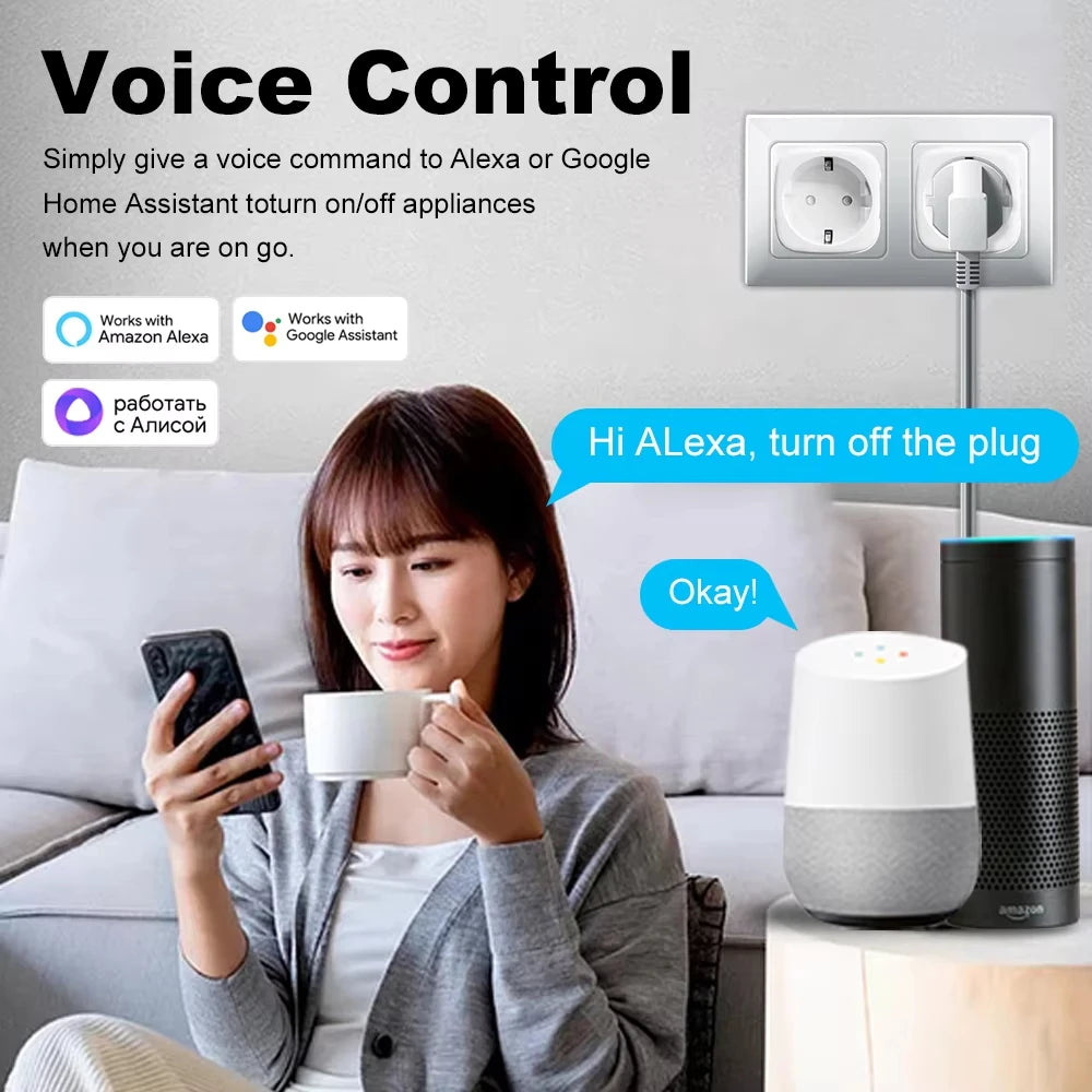 🔌✨ Smart WiFi Plug EU 20A – Power Monitoring, Timer & Voice Control (Alexa & Google Home)