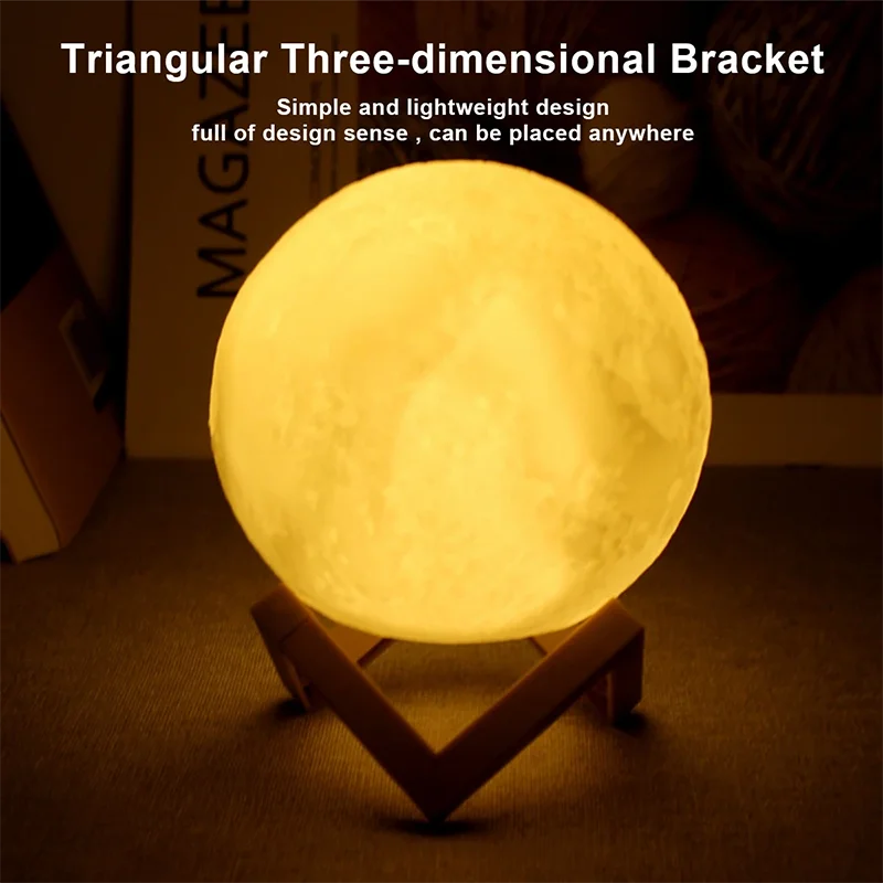 3D LED Moon Lamp – Cozy Night Light for Bedroom Decoration
