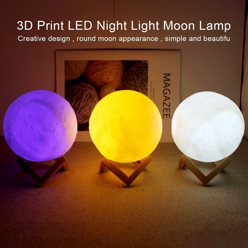 3D LED Moon Lamp – Cozy Night Light for Bedroom Decoration