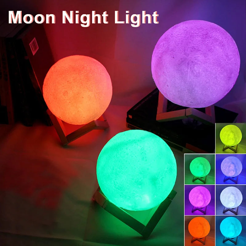 3D LED Moon Lamp – Cozy Night Light for Bedroom Decoration