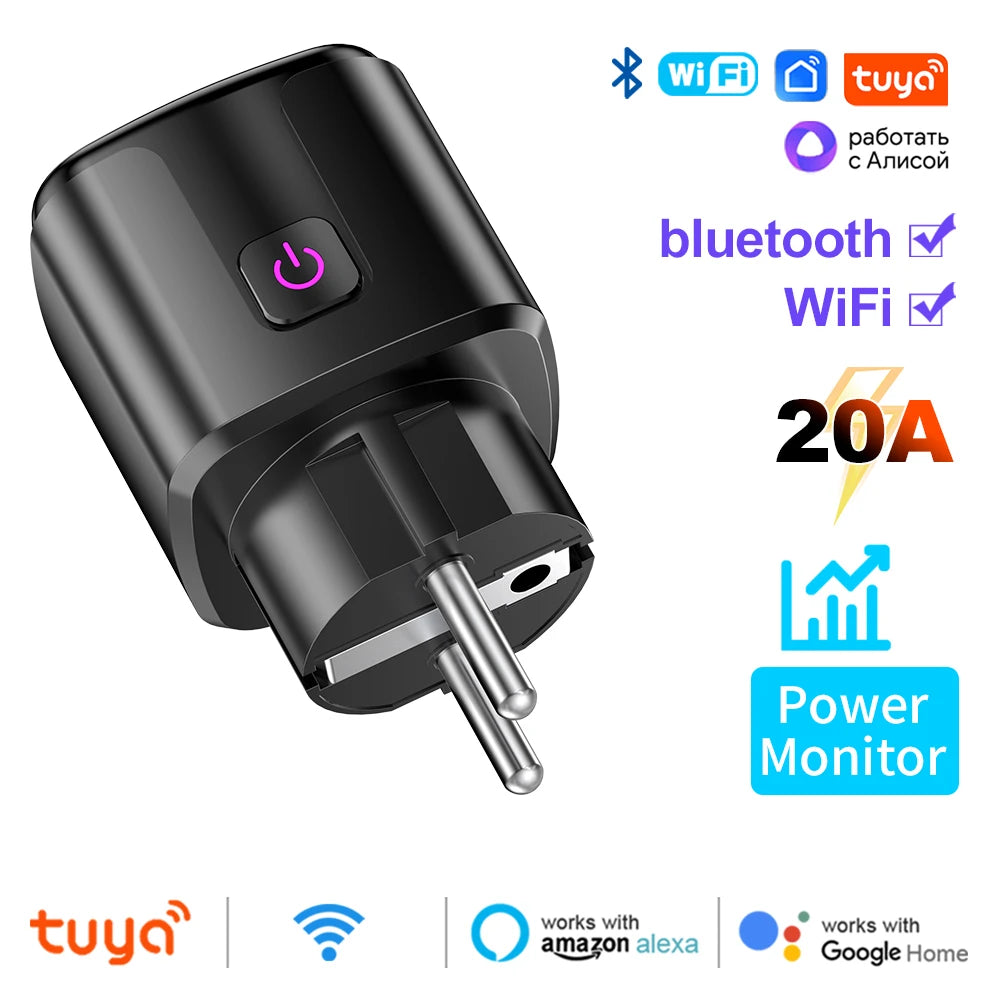 🔌✨ Smart WiFi Plug EU 20A – Power Monitoring, Timer & Voice Control (Alexa & Google Home)