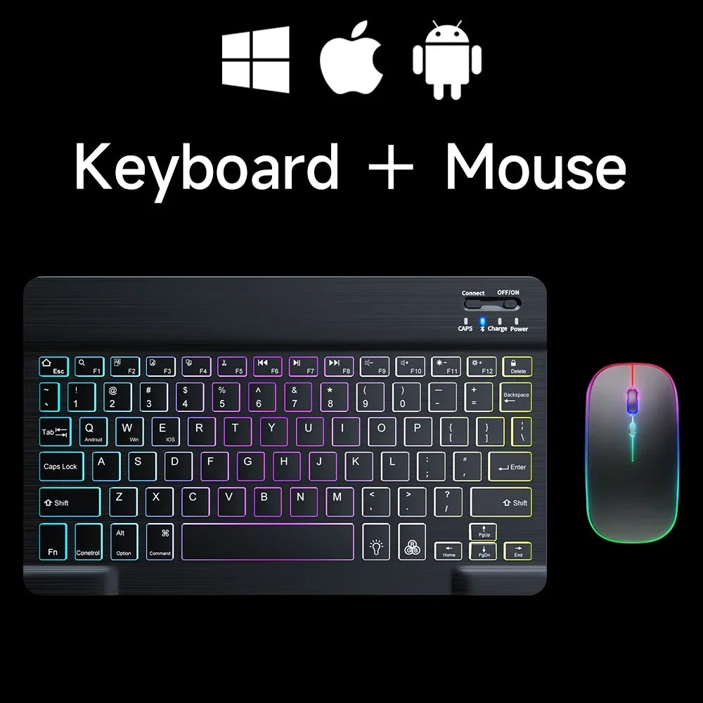 Mini RGB Backlit Bluetooth Keyboard & Wireless Mouse Set – Rechargeable, 10-Inch
