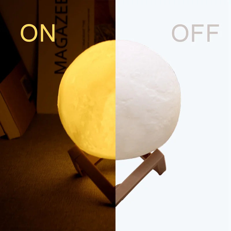 3D LED Moon Lamp – Cozy Night Light for Bedroom Decoration