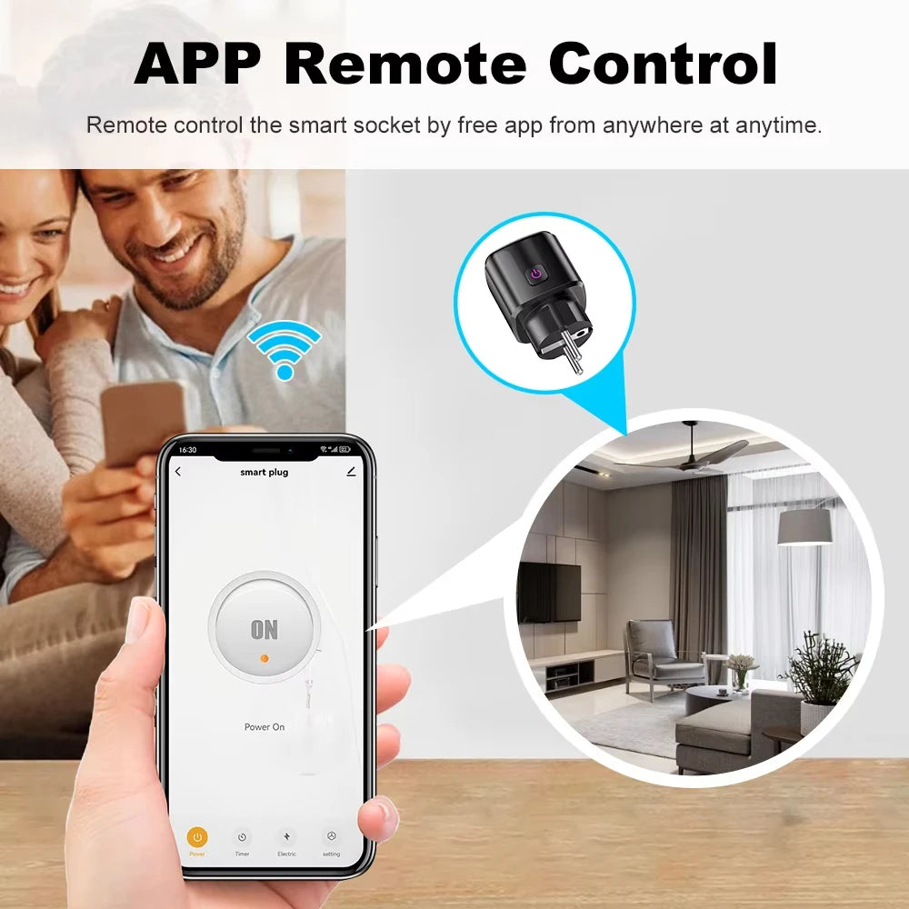 🔌✨ Smart WiFi Plug EU 20A – Power Monitoring, Timer & Voice Control (Alexa & Google Home)