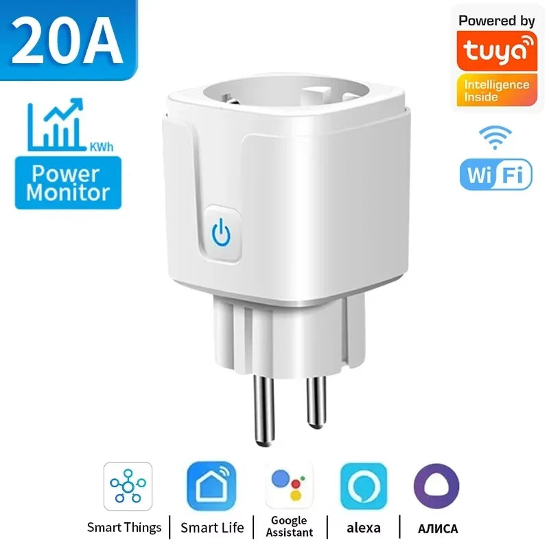 🔌✨ Smart WiFi Plug EU 20A – Power Monitoring, Timer & Voice Control (Alexa & Google Home)