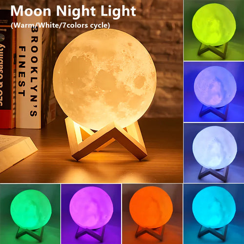 3D LED Moon Lamp – Cozy Night Light for Bedroom Decoration